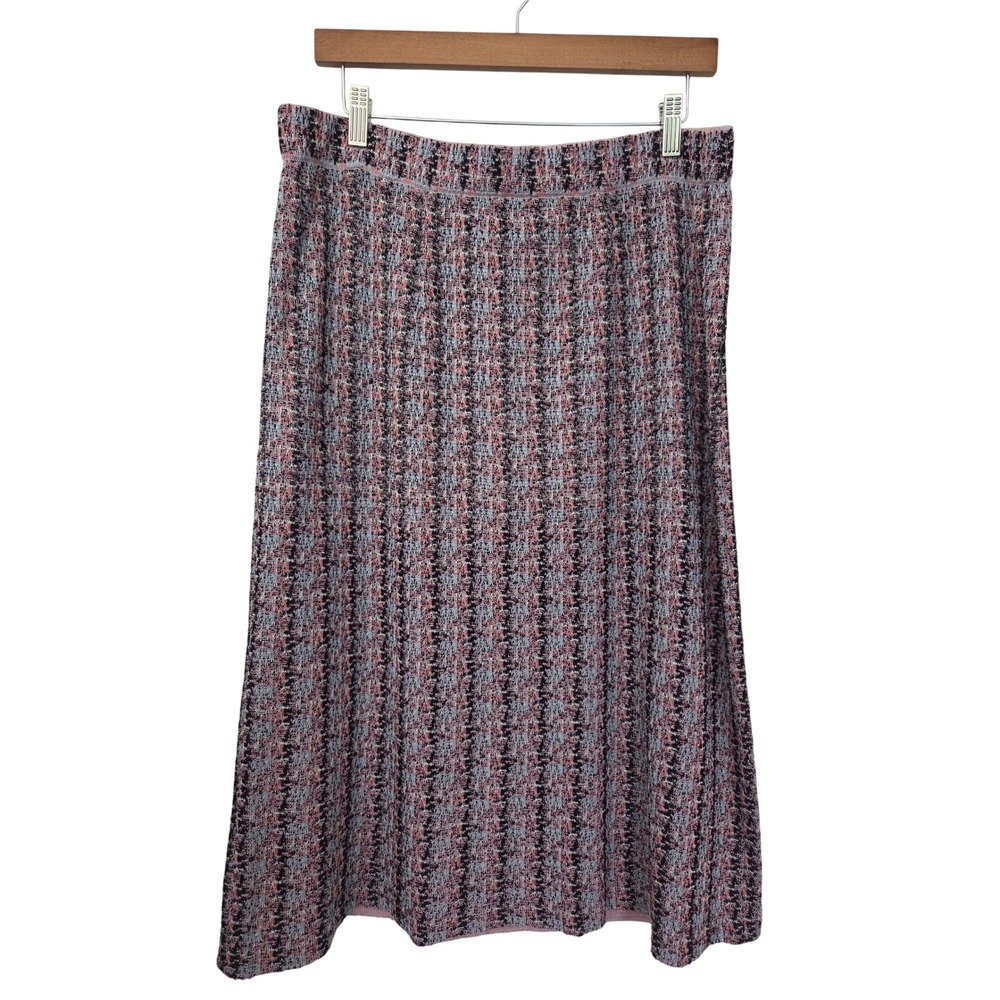 Misook Knit Skirt Textured Pattern Career Pull-on Women Large Pink Blue Black